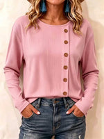 Retro Solid Color Art Casual Button Stylish Long Sleeve Shirt