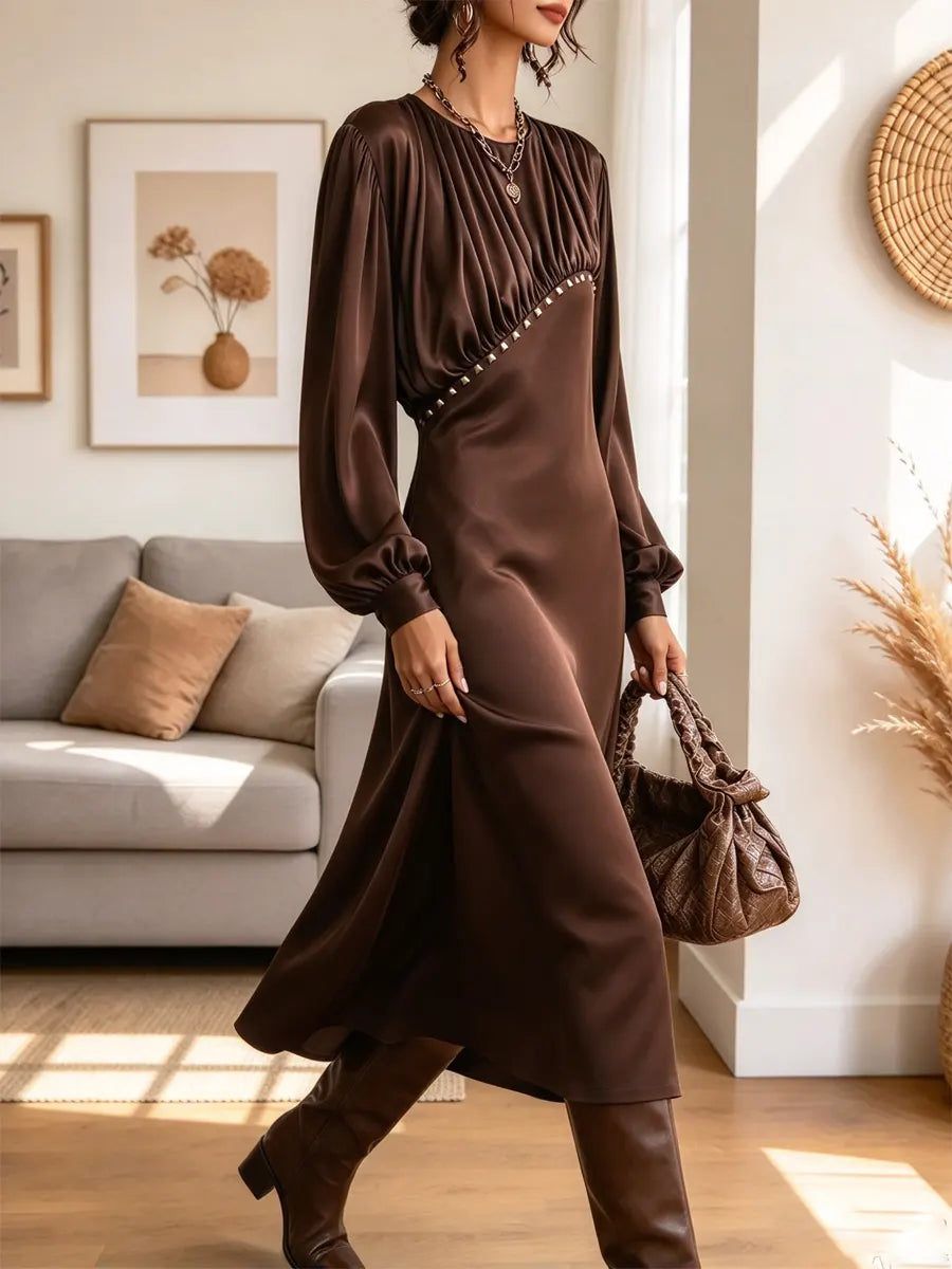 Vintage Elegant Patchwork Art Casual Stylish Long Sleeve Dress