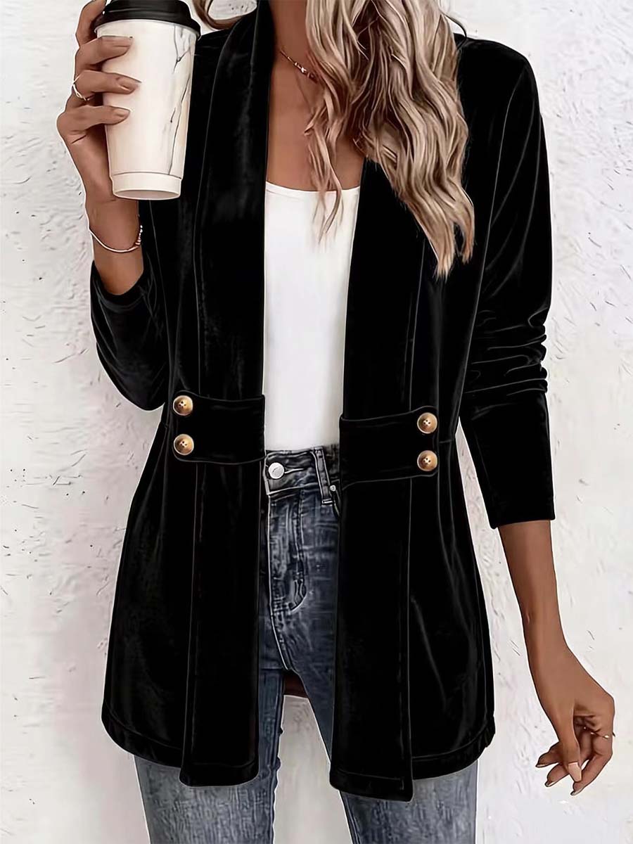 Retro Elegant Long Sleeve Casual Loose Stylish Velvet Cardigan Coat