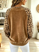Retro Pumpkin Leopard Pattern Art Print Casual Long Sleeve Sweatshirt