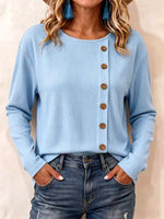 Retro Solid Color Art Casual Button Stylish Long Sleeve Shirt