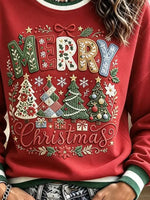 Vintage Christmas Tree Pattern Art Casual Stylish Long Sleeve Sweatshirt
