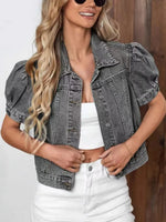 Retro Chic Lapel Casual Stylish Short Sleeve Denim Coat