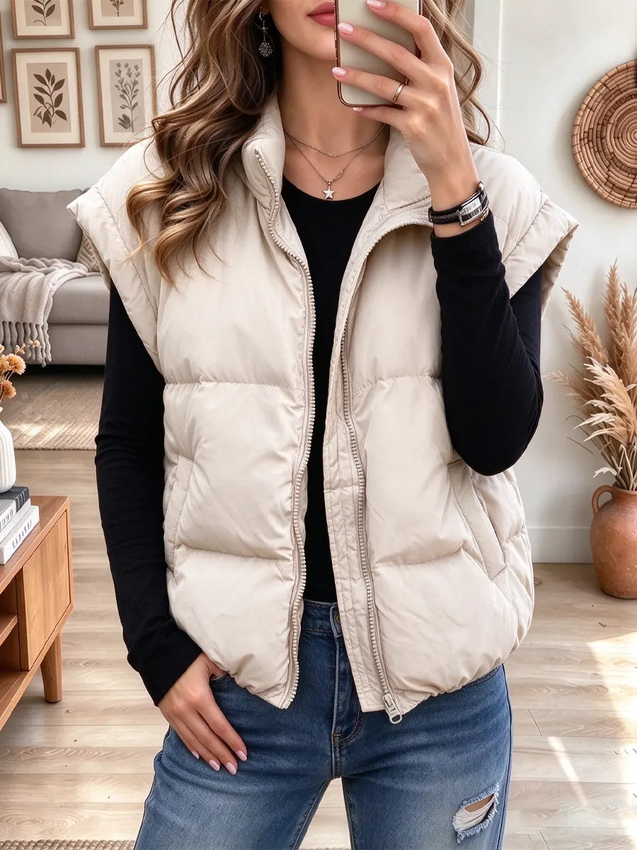 Retro Chic Lightweight Art Casual Stylish Sleeveless Vest Padded Jacket