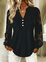 Retro Elegant Lace Patchwork Art Casual Stylish Long Sleeve Shirt