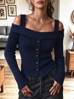 Vintage Chic Off-shoulder Knitted Art Casual Stylish Long Sleeve Sweater