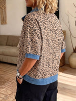Vintage Elegant Denim Patchwork Flowers Cotton And Linen Shirt