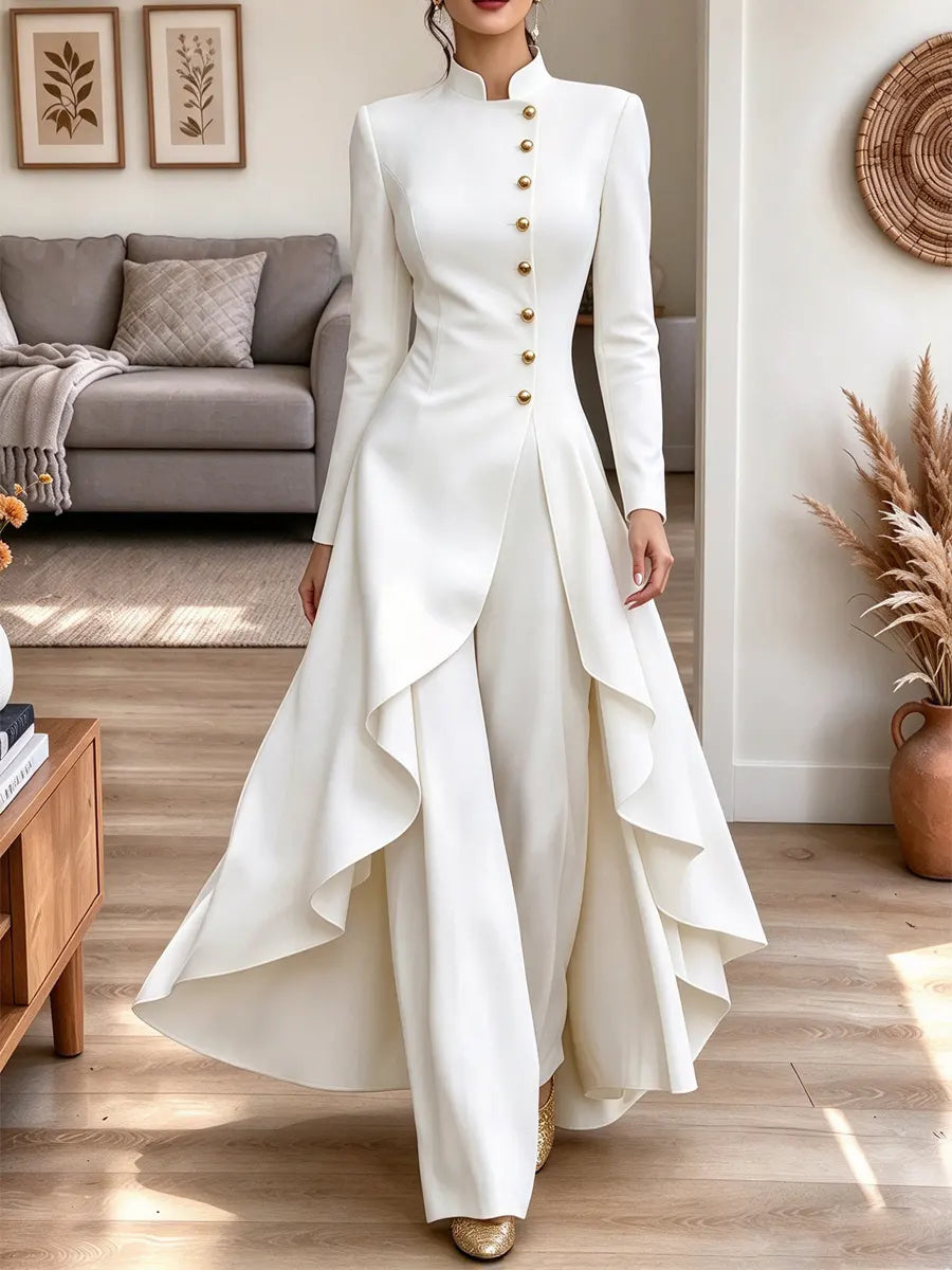 Vintage Chic Suit Art Casual Stylish Long Sleeve Coat And Pants Two-piece Suit