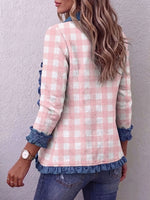 Vintage Elegant Pattern Patchwork Denim Ruffled Jacket