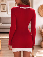 Vintage Sweet Peter Pan Collar Knit Art Casual Stylish Long Sleeve Mini Dress