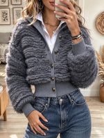 Women's Cropped Fuzzy Knit Cardigan