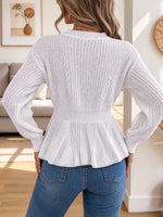 Retro Solid Color Elegant Knit Art Round Neck Casual Stylish Long Sleeve Sweater