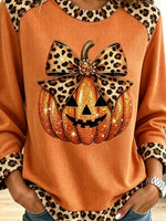 Vintage Pumpkin Halloween Pattern Art Casual Stylish Long Sleeve Sweatshirt