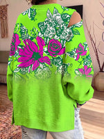 Vintage Elegant Cotton Fabric Patchwork Patterned Print Sweatshirt