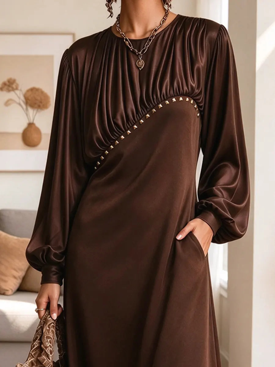 Vintage Elegant Patchwork Art Casual Stylish Long Sleeve Dress