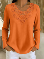 Retro Elegant Lace Hollow Patchwork Art Casual Stylish Long Sleeve Shirt