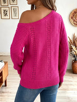 Vintage Elegant Knitted Fabric Cut-out Off-the-shoulder Sweater