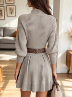 Vintage Chic Art Casual Stylish Long Sleeve Knitted Short Dress