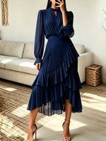 Retro Elegant Ruffle Art Casual Stylish Long Sleeve Midi Dress