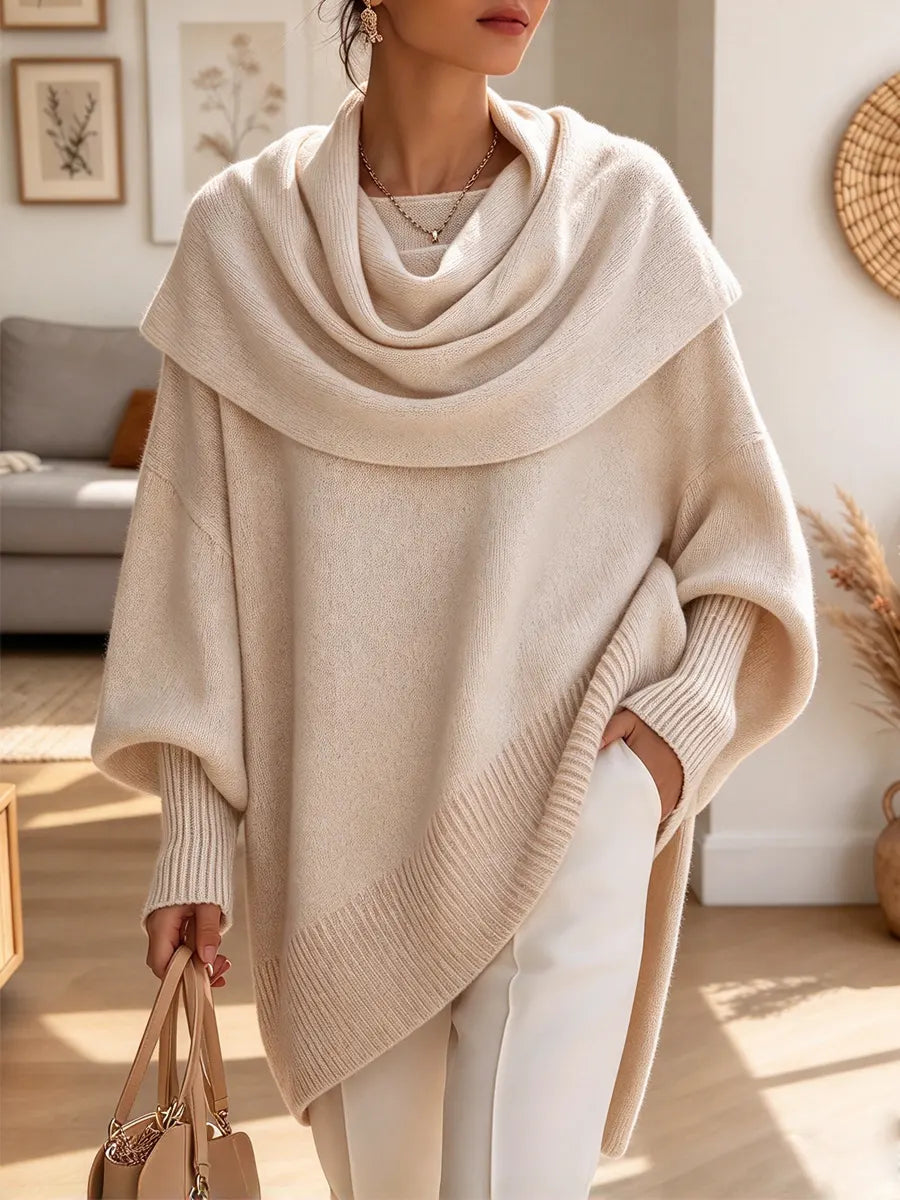 Retro Chic Cowl Neck Art Casual Stylish Long Sleeve Knit Sweater