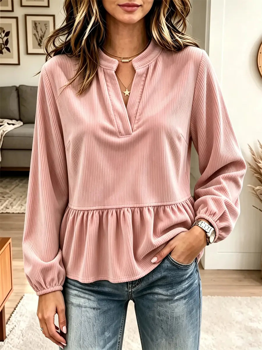 Retro Solid Color Art Casual Ruffle Stylish Long Sleeve Shirt