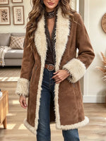 Retro Chic Suede Art Casual Stylish Long Sleeve Lapel Fur Coat