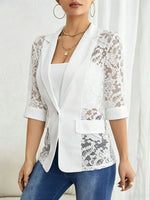 Retro Elegant Solid Color Lace Patchwork Art Casual Stylish Blazer Coat