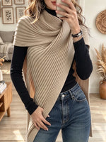 Women's Ribbed-knit Wrap-style Cape Shawl