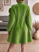 Women's Mock Neck Faux Fur Midi Dress