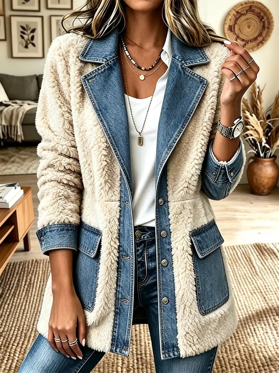 Women's Lapel Faux Shearling Jacket