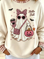 Funny Halloween Ghost Pattern Art Print Casual Long Sleeve Sweatshirt