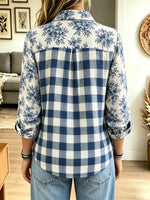 Retro Floral Pattern Art Print Casual Stylish Long Sleeve Cotton Linen Shirt