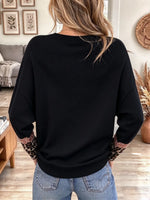 Retro Leopard Pattern Art Casual Stylish Long Sleeve Top