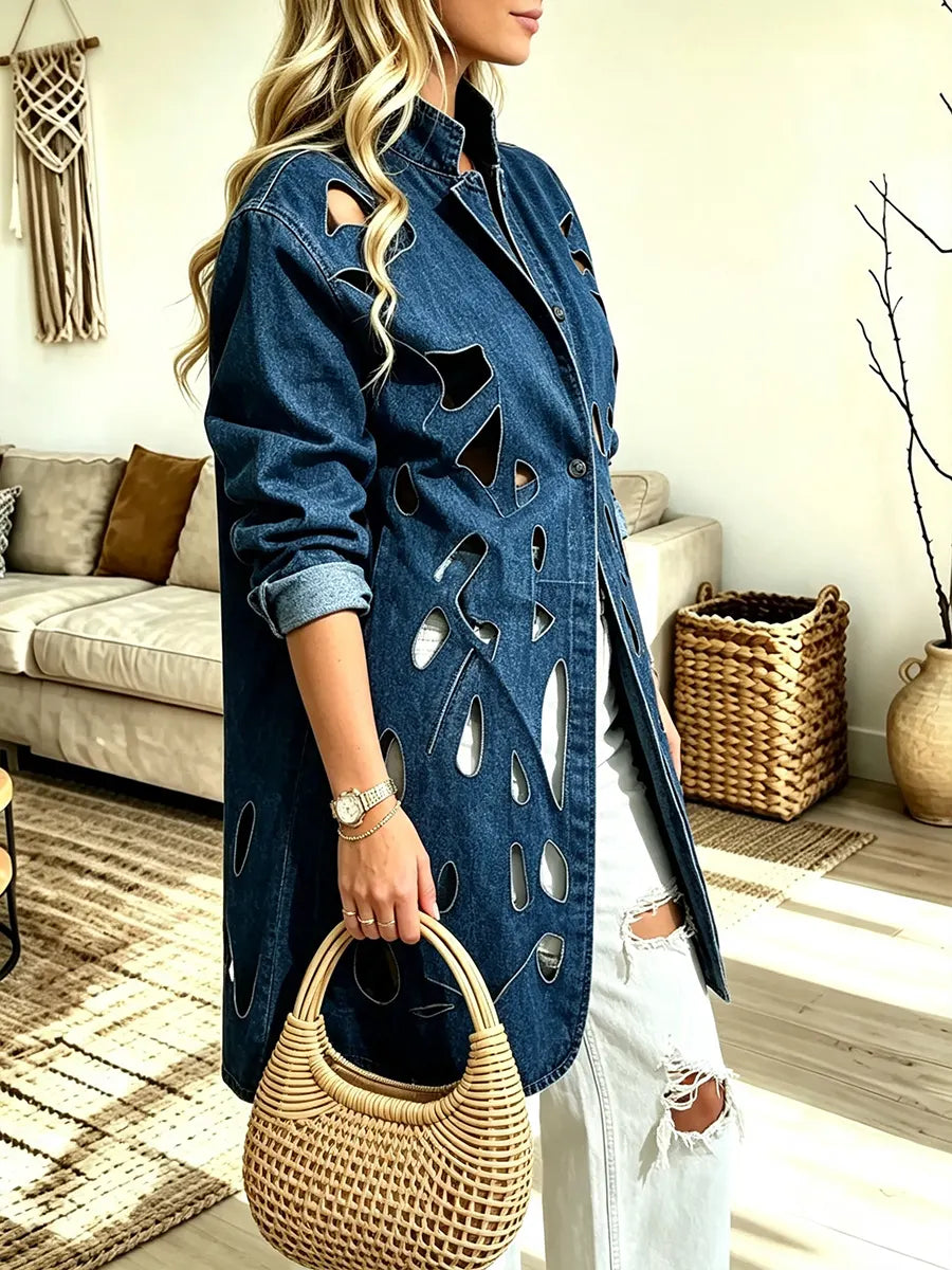 Women's Vintage Cutout Denim Jacket