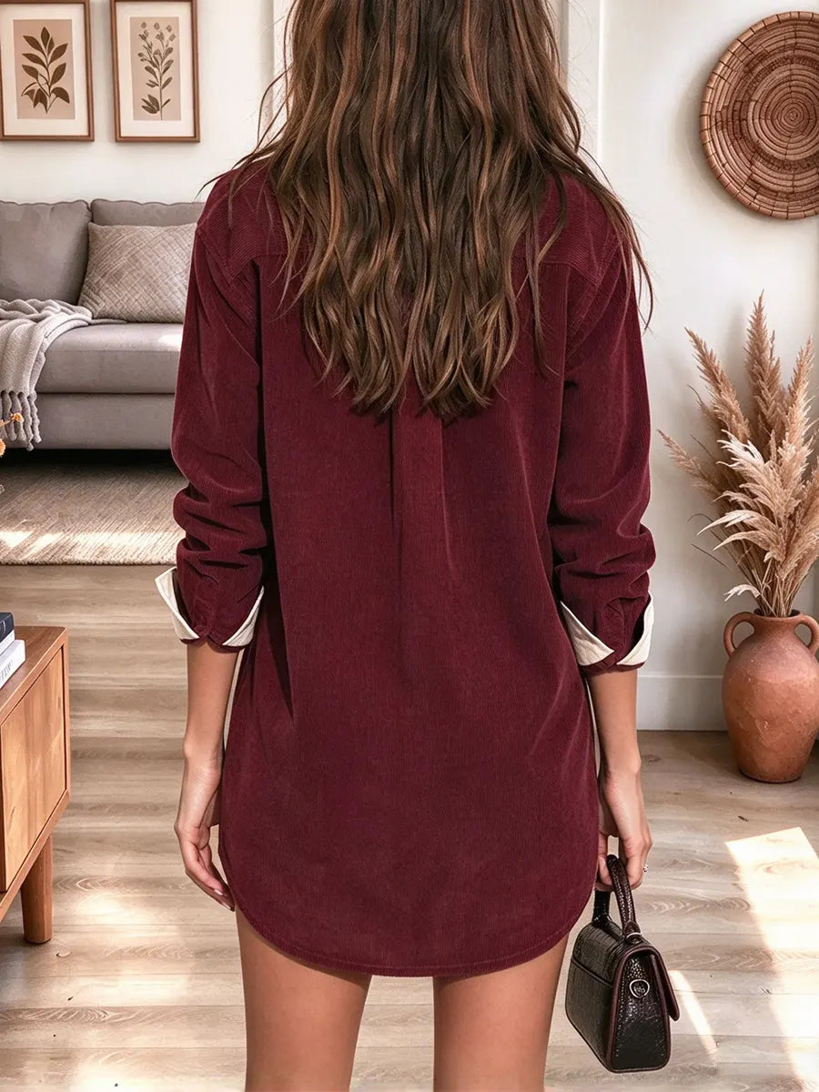 Vintage Chic Lapel Art Casual Stylish Long Sleeve Mini Shirt Dress