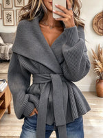 Women's Wrap Belted Knit Cardigan