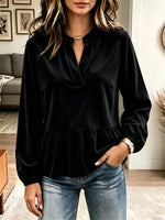 Retro Solid Color Art Casual Ruffle Stylish Long Sleeve Shirt