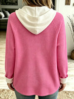 Retro Waffle Hooded Art Casual Stylish Long Sleeve Coat