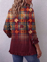 Vintage Elegant Plaid Patchwork Ruffled Jacket