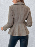Retro Ruffle Art Stripe Pattern Casual Stylish Long Sleeve Lapel Coat