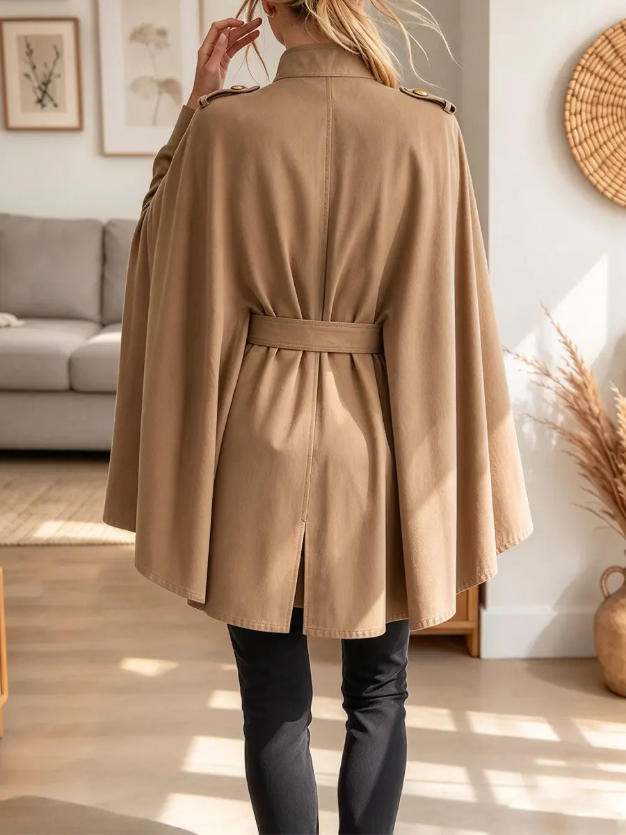 Retro Chic Stand Collar Art Casual Stylish Long Sleeve Cape Coat