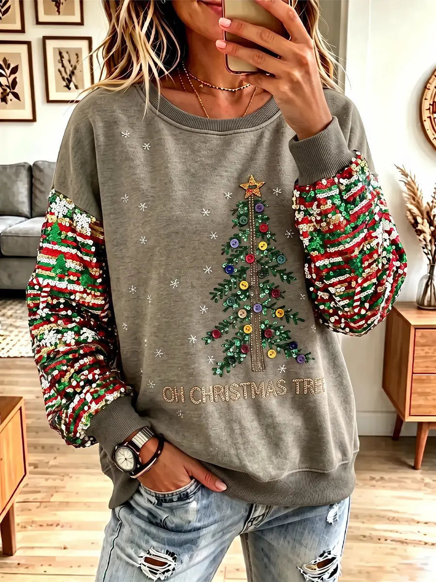 Vintage Elegant Sparkly Christmas Tree Sweatshirt