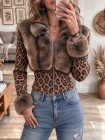 Women's Women's Leopard Print Cropped Jacket