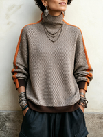 Cozy Herringbone Mock Neck Sweater