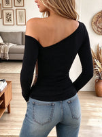 Women's One Shoulder Long Sleeve Top