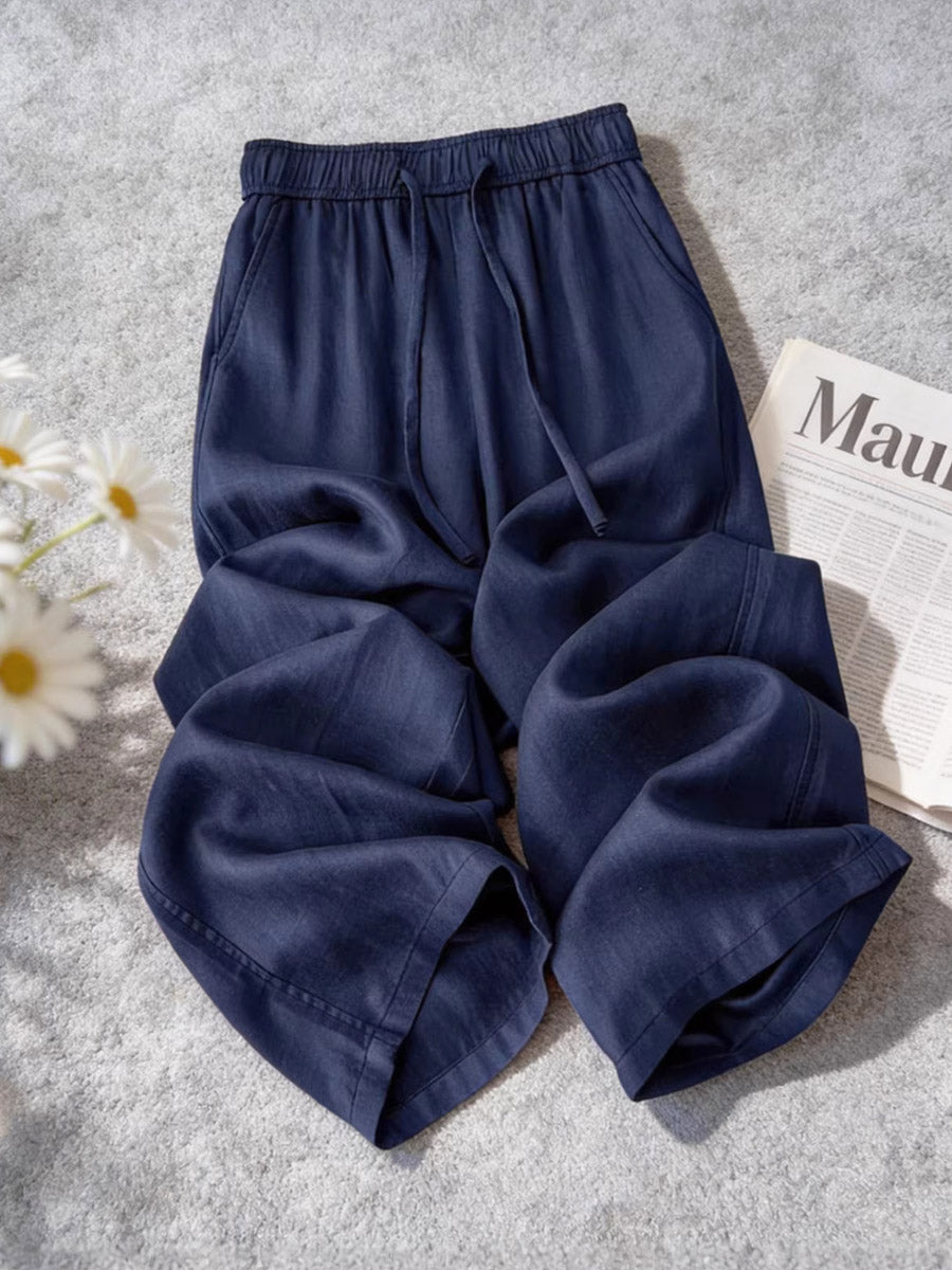 Women's Solid Color Art Casaul Linen Blend Pants