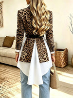 Women’s Leopard Print Patchwork Faux Two-Piece Blazer