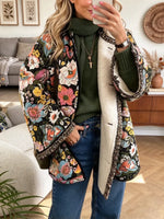 Retro Chic Floral Pattern Art Casual Stylish Long Sleeve Padded Jacket