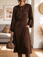 Vintage Elegant Patchwork Art Casual Stylish Long Sleeve Dress
