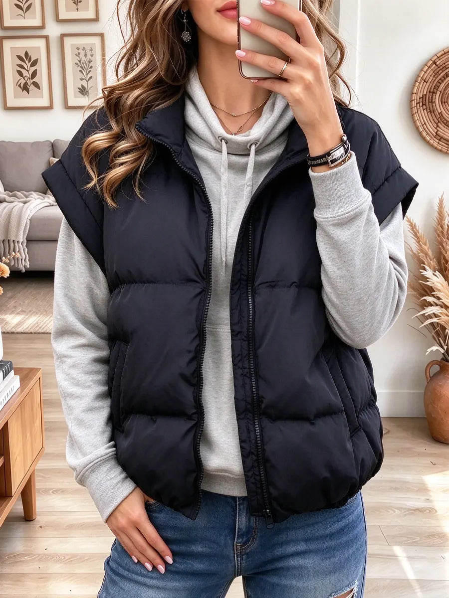 Retro Chic Lightweight Art Casual Stylish Sleeveless Vest Padded Jacket